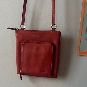 Fossil Cherry Red Crossbody Bag